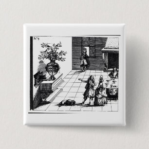Bird song musical tree, published c.1670 (engravin 15 cm square badge