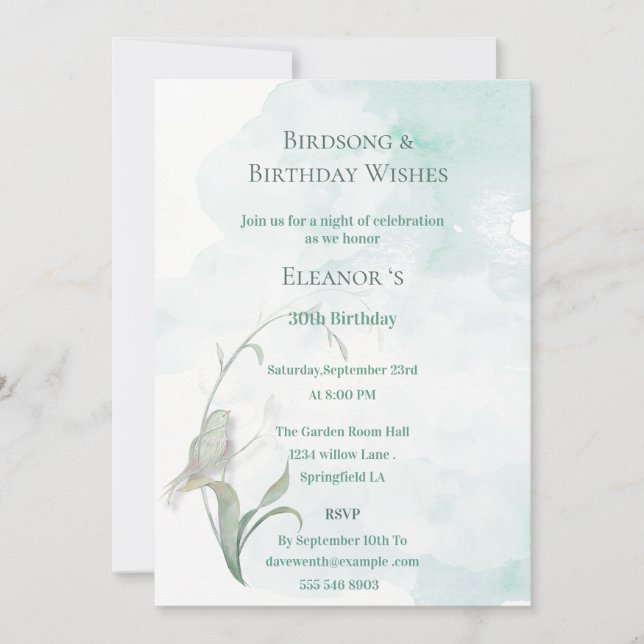 Bird songs and best wishes Invitation  (Front)