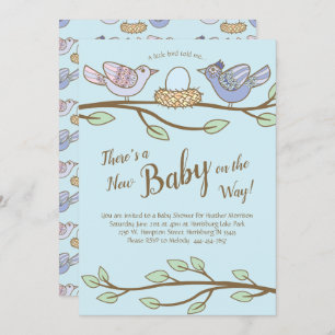 Bird Spring Baby Shower Co-Ed Gender Neutral Invitation