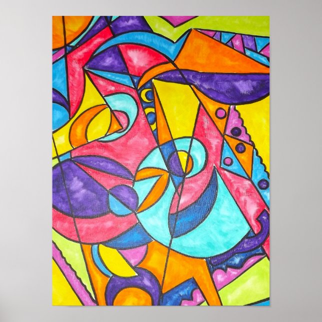 Bird Squawking In The Tree-Modern Bauhaus  Poster (Front)