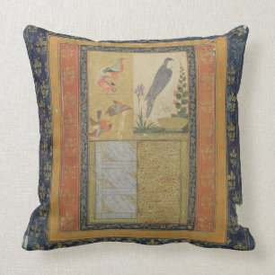 Bird study and calligraphy, Golconda, Andhra Prade Cushion