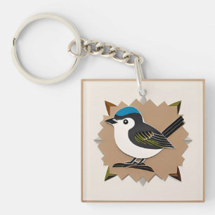 Bird Stylised Paper Artwork Key Ring