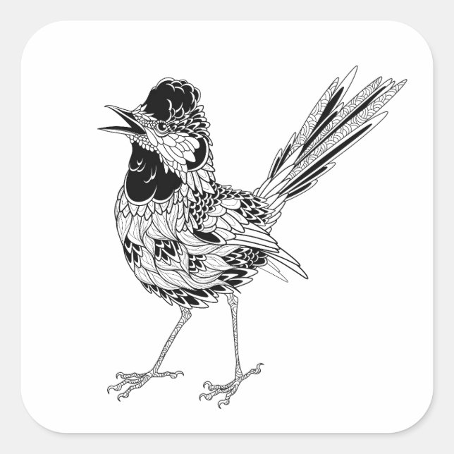 Bird Tattoo Square Sticker (Front)