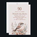 Bird Terracotta Pink 90th Birthday Invitation<br><div class="desc">90th birthday party invitation with a beautiful little bird in neutral/terracotta shades. Contact me for assistance with your customisations or to request additional matching or coordinating Zazzle products for your celebration.</div>
