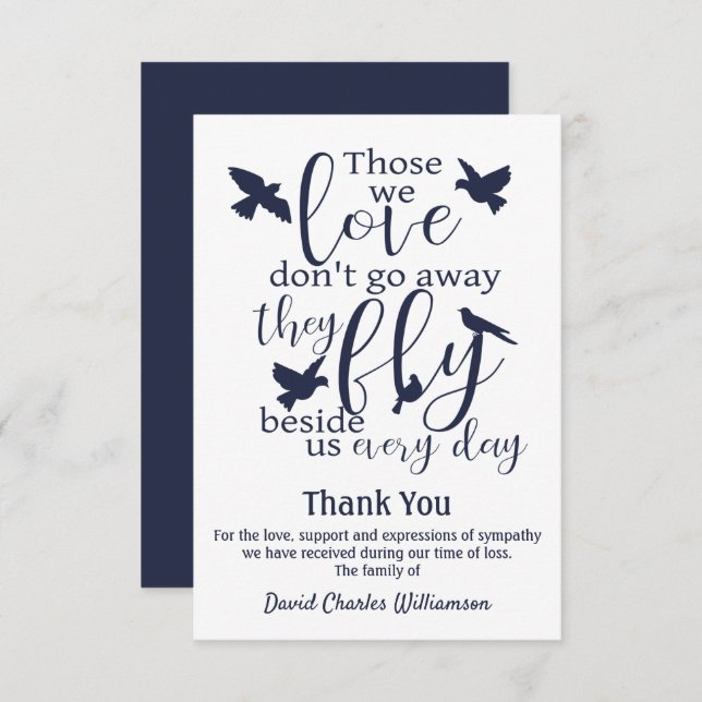 Bird Thank You Funeral Fly Beside Us Sympathy (Front/Back)