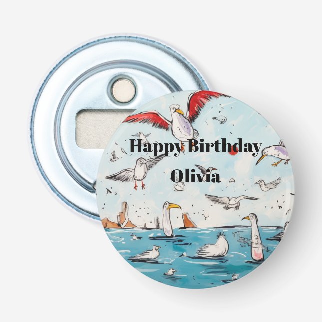 Bird themed bottle opener seagul magnet (Front)