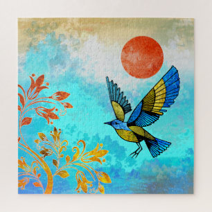 Bird Tree Sun Jigsaw Puzzle
