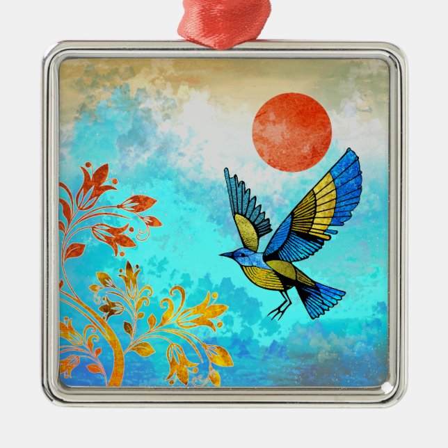 Bird Tree Sun Metal Tree Decoration (Front)