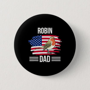 Bird Us Flag 4th Of July Father's Day Robin Dad  6 Cm Round Badge
