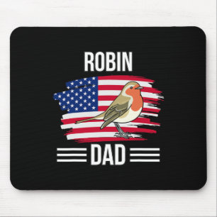 Bird Us Flag 4th Of July Father's Day Robin Dad  Mouse Pad