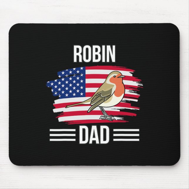 Bird Us Flag 4th Of July Father's Day Robin Dad  Mouse Pad (Front)