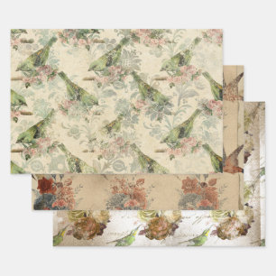 Bird Vintage Decoupage Victorian Vintage Wrapping Paper Sheet