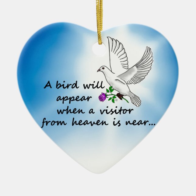 Bird, Visitor from Heaven Ceramic Tree Decoration (Front)