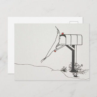 Bird Waiting for Mail at the Mailbox Postcard