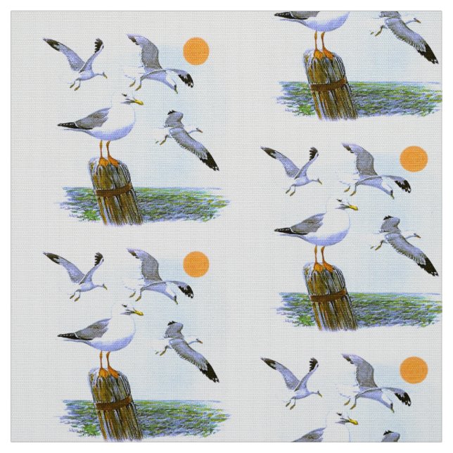 Bird Watcher Sea Gulls Fabric (Swatch)