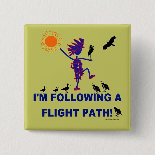 Bird Watching Flight Path 15 Cm Square Badge (Front)