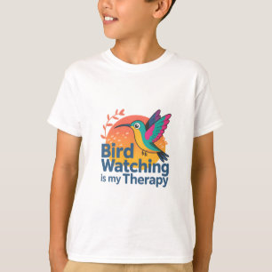 Bird Watching is My Therapy - Hummingbird & Sunset T-Shirt