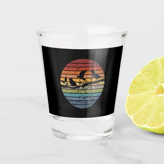 Bird Watching Retro  Shot Glass (Front)