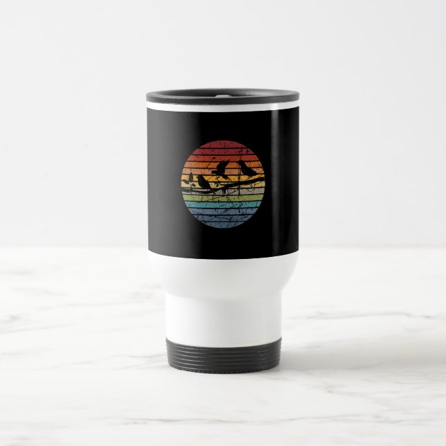 Bird Watching Retro  Travel Mug (Center)