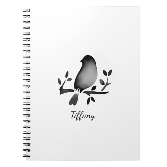 Bird watercolor black white saturated notebook (Front)