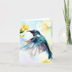 Bird watercolor blank note card. card