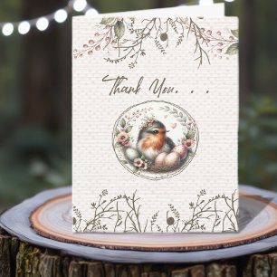 Bird Watercolor Folded Thank You Card