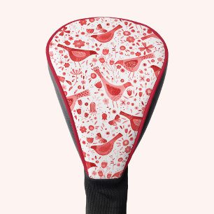Bird Watercolor Red White Golf Head Cover