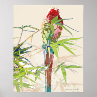 Bird with Bamboo Leaves Poster