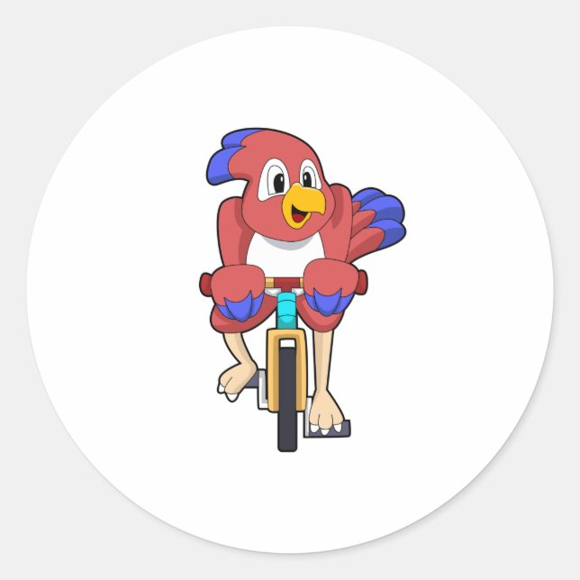 Bird with Bicycle Classic Round Sticker (Front)