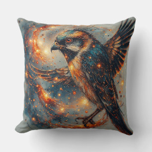Bird With Fiery Colours and Intense Contrast Cushion