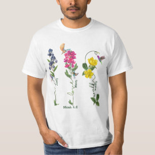 Bird With Flower Justice Love Mercy And Walk Jesus T-Shirt