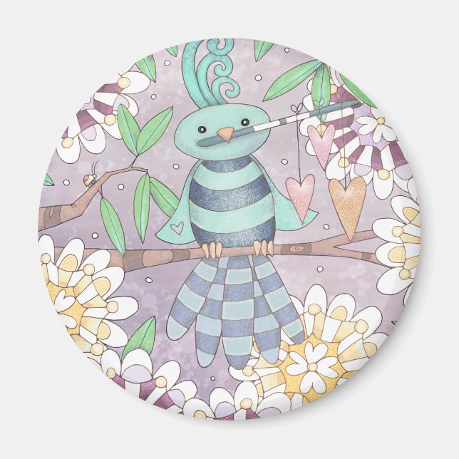 Bird with Hearts Magnet (Front)