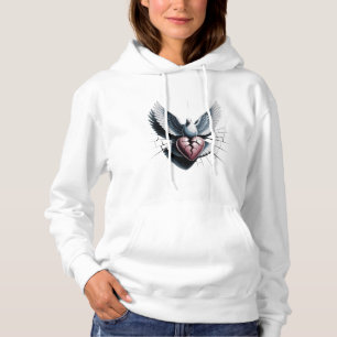 bird with large wings, broken heart, T-Shirt Hoodie