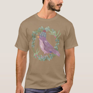 Bird with mistletoe eucalyptus in winter mood frie T-Shirt