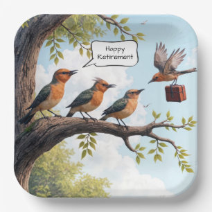 Bird With Office Briefcase Retirement Paper Plate