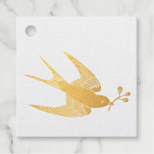 Bird with Sprig Foil Gift Tag