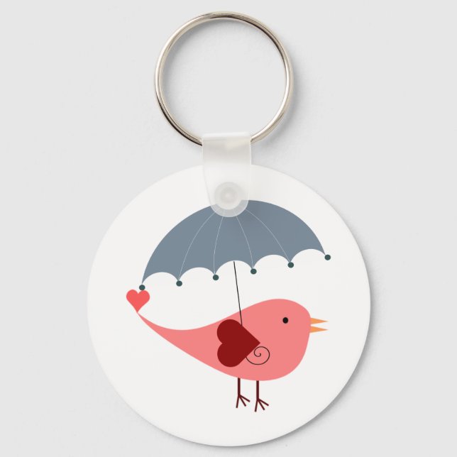 Bird With Umbrella Cute  Key Ring (Front)