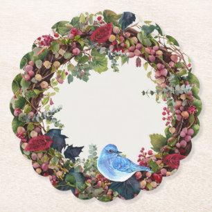 Bird & Wreath Paper Coaster 