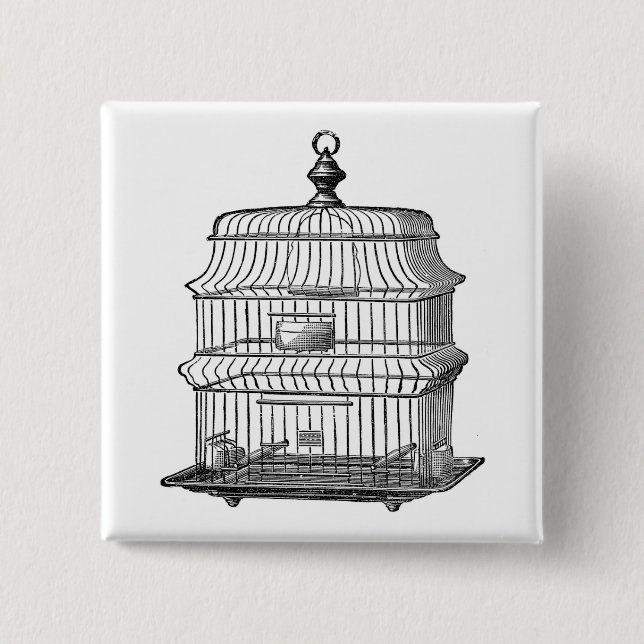 Birdcage 15 Cm Square Badge (Front)