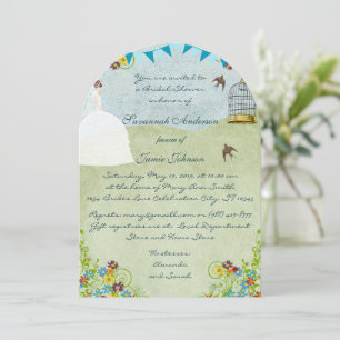 Birdcage Bunting Garden Bridal Shower Invitations