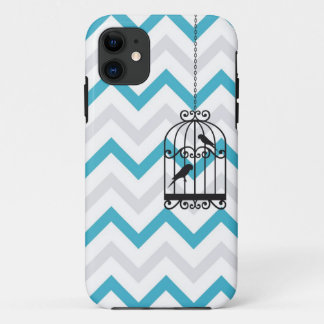 Birdcage Chevron ZigZag Vintage Blue iPhone 5 Case-Mate iPhone Case