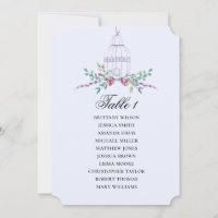 Birdcage floral seating chart. Blue wedding flower