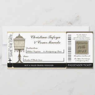 Birdcage/Grey Str Boarding Pass Wedding Invitation