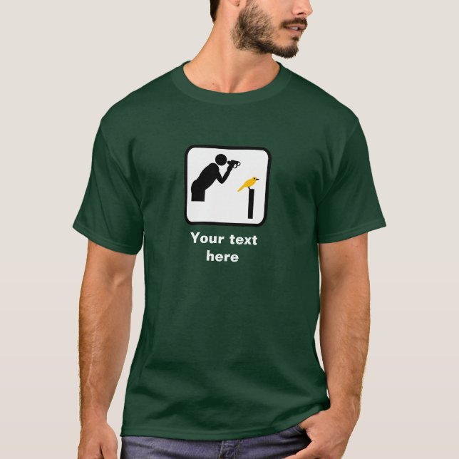 Birder / Bird Watcher (Dark) Logo -- Customisable T-Shirt (Front)