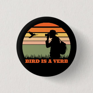 Birder Birdwatching Bird Retro Sunset Funny 3 Cm Round Badge