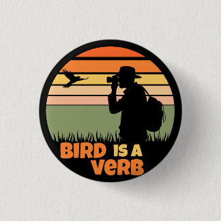 Birder Birdwatching Bird Retro Sunset Funny 3 Cm Round Badge