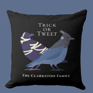 Birders Halloween Decor Trick or Tweet Cushion