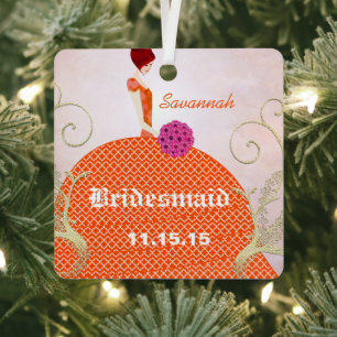 Birdesmaid Gifts Orange and Pink Metal Tree Decoration