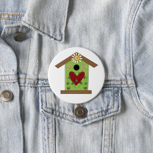 Birdhouse And Daisies 7.5 Cm Round Badge