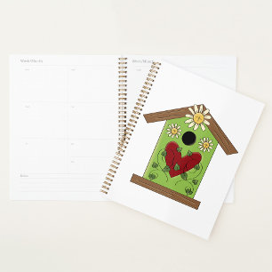 Birdhouse And Daisies Spiral Planner